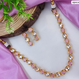 Pink Minakari Kundan Necklace