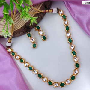 White and Green Minakari Kundan Necklace